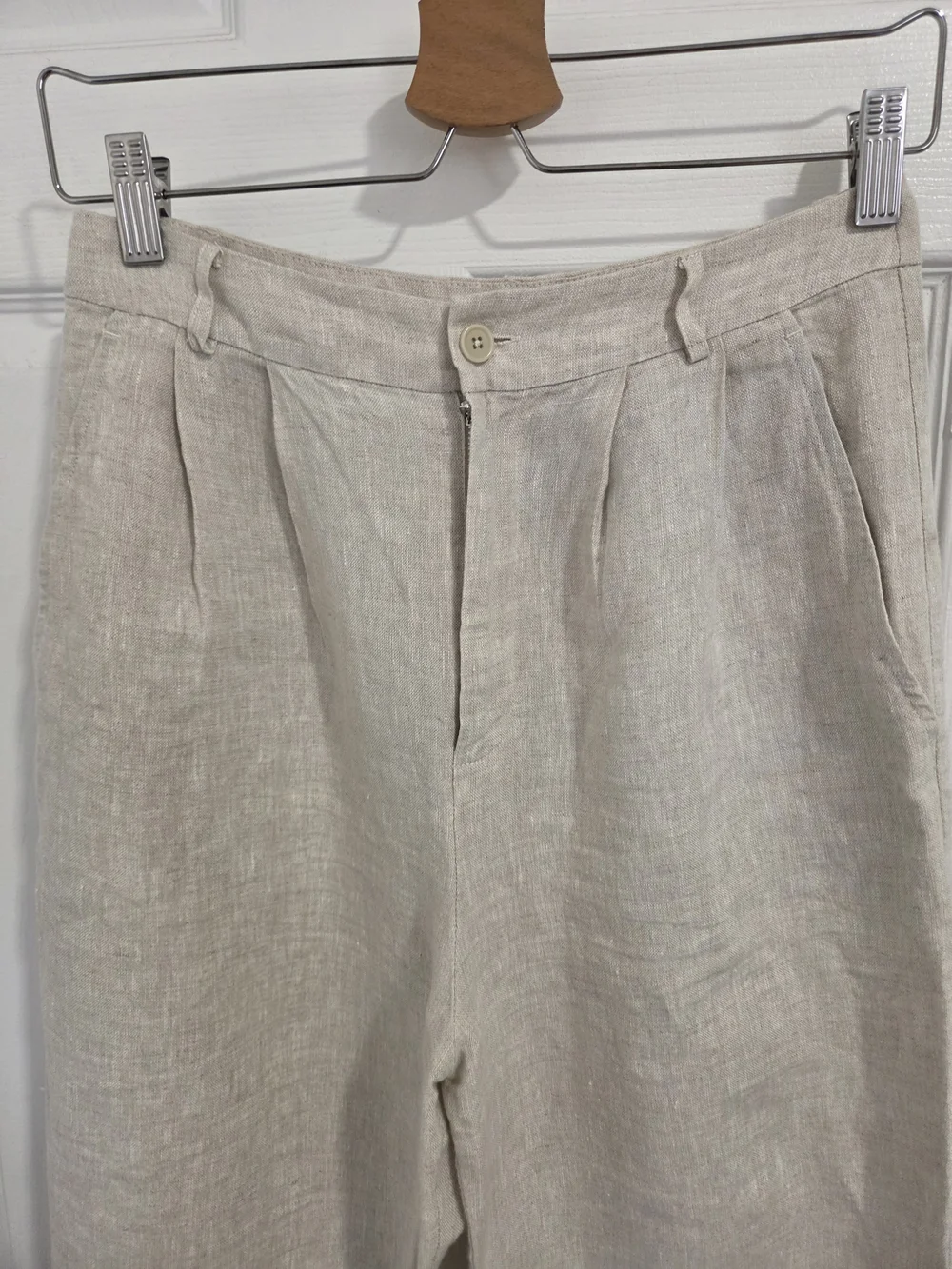 Reformation High-Rise Wide Leg Linen Pants - Cream